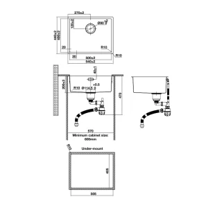 Chậu rửa chén Hafele 540mm HS24-SSN1S-540 567.24.457