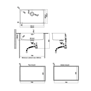 Chậu rửa chén Hafele 760mm HS24-SSN1S-760 567.24.407