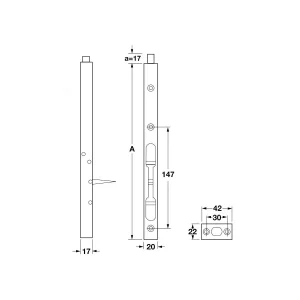 Chốt âm 450mm Hafele màu đen 911.81.345