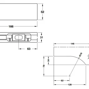 Kẹp kính dưới Häfele màu đen mờ 120kg 981.00.655