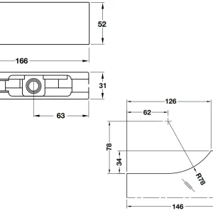 Kẹp kính trên Häfele inox bóng 120kg 981.50.657