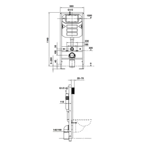 Két nước âm Mechanical 1140 cho bồn cầu treo Hafele 588.73.920