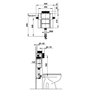 Két nước âm Mechanical 648 cho bồn cầu đặt sàn Hafele 588.73.980