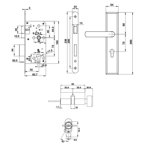 Bộ khóa tay nắm đế dài DIY Hafele 499.62.501