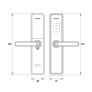 Khóa vân tay Hafele DL7600 màu đen mờ 912.20.230 (mã số, thẻ từ, vân tay, chìa cơ, kết nối App)