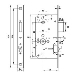 Khóa điện tử Hafele PP9000 Màu đen 912.05.691 (mã số, thẻ từ, vân tay, chìa cơ, kết nối App Bluetooth)
