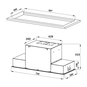 Máy hút mùi âm tủ Hafele 72cm HH-BI72A 533.80.027