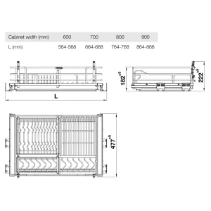 Kệ để chén đĩa Hafele 900mm Inox 304 549.04.047