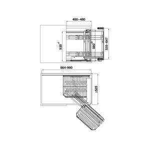 Kệ góc liên hoàn Hafele Inox 304 Mở phải 548.21.022