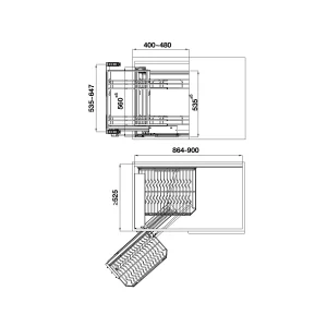 Kệ góc liên hoàn Hafele Inox 304 Mở trái 548.21.032