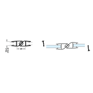 Ron cửa kính nam châm 180 độ Hafele cho kính 10-12mm 950.50.031