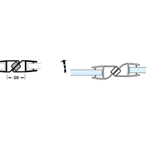 Ron cửa kính nam châm Hafele 180° cho kính >10-12 mm 950.50.039