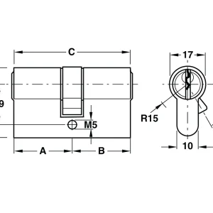 Ruột khóa 2 đầu chìa Hafele 916.64.902