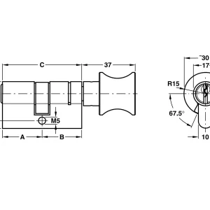 Ruột khóa Hafele một đầu chìa, một đầu vặn dài 101mm 916.64.936
