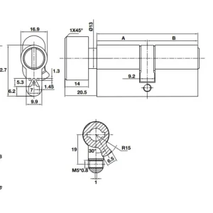 Ruột khoá vệ sinh Häfele 60mm 489.56.006