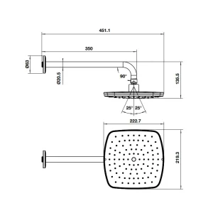 Sen đầu gắn tường Airsense 219S Hafele 485.60.700