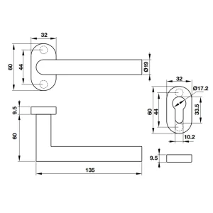 Tay nắm gạt có nắp che Inox 304 Hafele 903.80.004