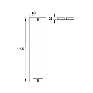 Tay nắm kéo dạng vuông L1100mm Inox 316 Hafele 903.02.030