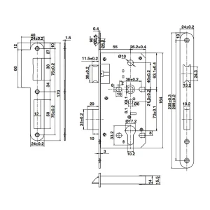 Thân khóa lưỡi gà chốt chết Hafele 911.02.799