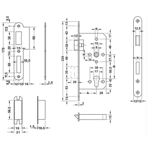 Thân khóa chốt chết Hafele Inox 316 911.22.386