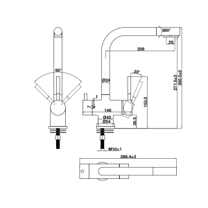 Vòi rửa chén 3 đường nước Hafele HT21-CH2F271 577.55.210