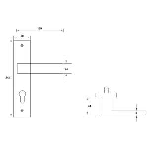 Tay nắm gạt đế dài Inox 316 Hafele 903.78.591