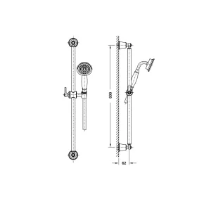 Bộ sen tay Kyoto màu chrome có thanh trượt Hafele 589.35.007