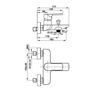 Bộ trộn nổi 2 đường nước UNI Hafele 495.61.130