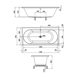 Bồn tắm âm hình bầu dục Nagoya 1700 Hafele 588.79.600