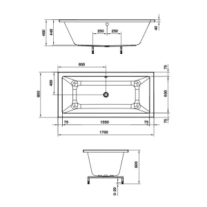 Bồn tắm âm hình chữ nhật Nagoya 1700 Hafele 588.79.602