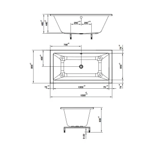 Bồn tắm âm hình chữ nhật Nagoya 1500 Hafele 588.79.603