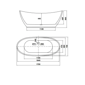 Bồn tắm độc lập Nagoya hình bầu dục 1700 Hafele 588.99.600