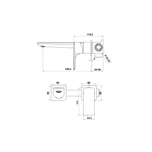Vòi Lavabo Hafele gắn tường Kobe 250 đen 589.15.034