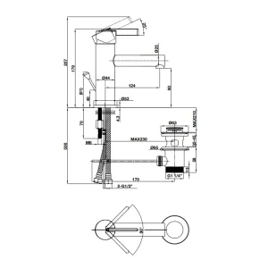 Vòi lavabo Hafele ROOTS 90 có bộ xả kéo 589.15.150