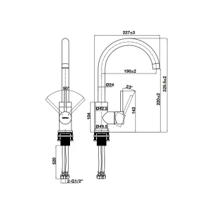 Vòi bếp Hafele màu xám HT21-CH1F220C 577.56.500