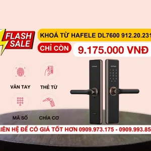Khóa vân tay Hafele DL7600 màu đồng bóng 912.20.238 (mã số, thẻ từ, vân tay, chìa cơ, kết nối App Bluetooth)