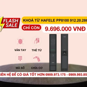 Khóa điện tử Vân tay Hafele PP8100 912.20.260 (mã số, thẻ từ, vân tay, chìa cơ, kết nối App Bluetooth)