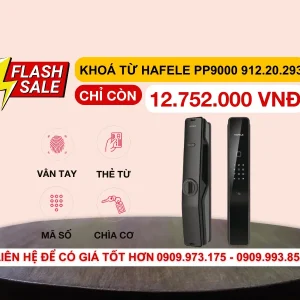 Khóa điện tử Hafele PP9000 Màu đen 912.05.691 (mã số, thẻ từ, vân tay, chìa cơ, kết nối App Bluetooth)