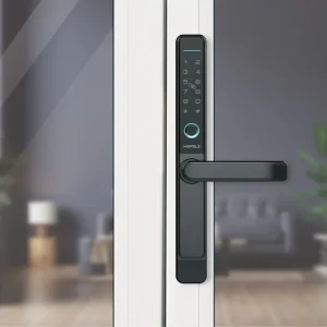 Khóa điện tử cho cửa nhôm Hafele DL6600 912.20.145 (mã số, thẻ từ, vân tay, chìa cơ, kết nối App)