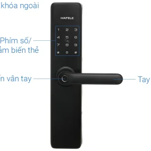 Khóa vân tay Hafele DL7600 màu đen mờ 912.20.230 (mã số, thẻ từ, vân tay, chìa cơ, kết nối App)