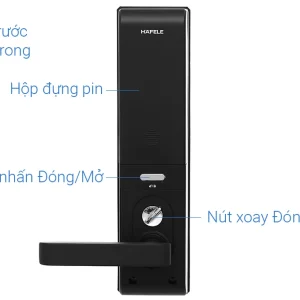 Khóa điện tử Häfele DL7900-TCB màu đen thân lớn 912.05.641 (mã số, thẻ từ, chìa cơ, kết nối App Bluetooth)