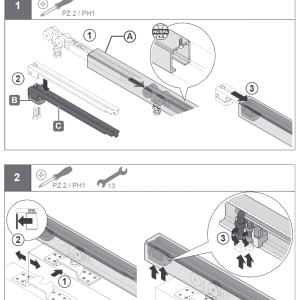 Bộ phụ kiện cửa lùa Hafele 100/AS giảm chấn 1 bên 941.03.001