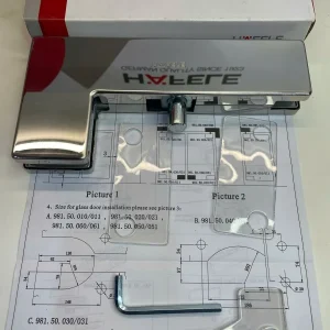 Kẹp kính L Hafele inox bóng 981.00.663