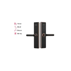 Khóa vân tay Hafele DL7600 màu đồng bóng 912.20.238 (mã số, thẻ từ, vân tay, chìa cơ, kết nối App Bluetooth)