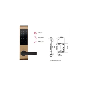 Khóa điện tử Häfele EL7500-TC 912.05.685 – Màu vàng hồng/thân khóa lớn (mã số, thẻ từ, chìa cơ)