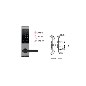 Khóa điện tử Häfele EL7500-TC 912.05.713 – Màu bạc/thân khóa lớn (mã số, thẻ từ, chìa cơ)