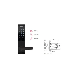 Khóa điện tử Häfele EL7500 912.05.682 – Màu đen/thân khóa nhỏ (mã số, thẻ từ, chìa cơ)