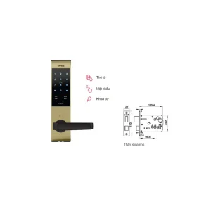 Khóa điện tử Hafele EL7500 912.05.728 – Màu vàng/thân khóa nhỏ (mã số, thẻ từ, chìa cơ)