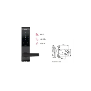 Khóa điện tử Hafele EL7500-TC 912.05.716 – Màu xám/thân khóa nhỏ (mã số, thẻ từ, chìa cơ)