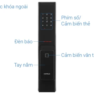 Khóa điện tử Vân tay Hafele PP8100 912.20.260 (mã số, thẻ từ, vân tay, chìa cơ, kết nối App Bluetooth)